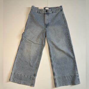 NWT H&M Women’s Light Blue Wide High Waist Cropped Jeans Comfort Stretch Sz 10